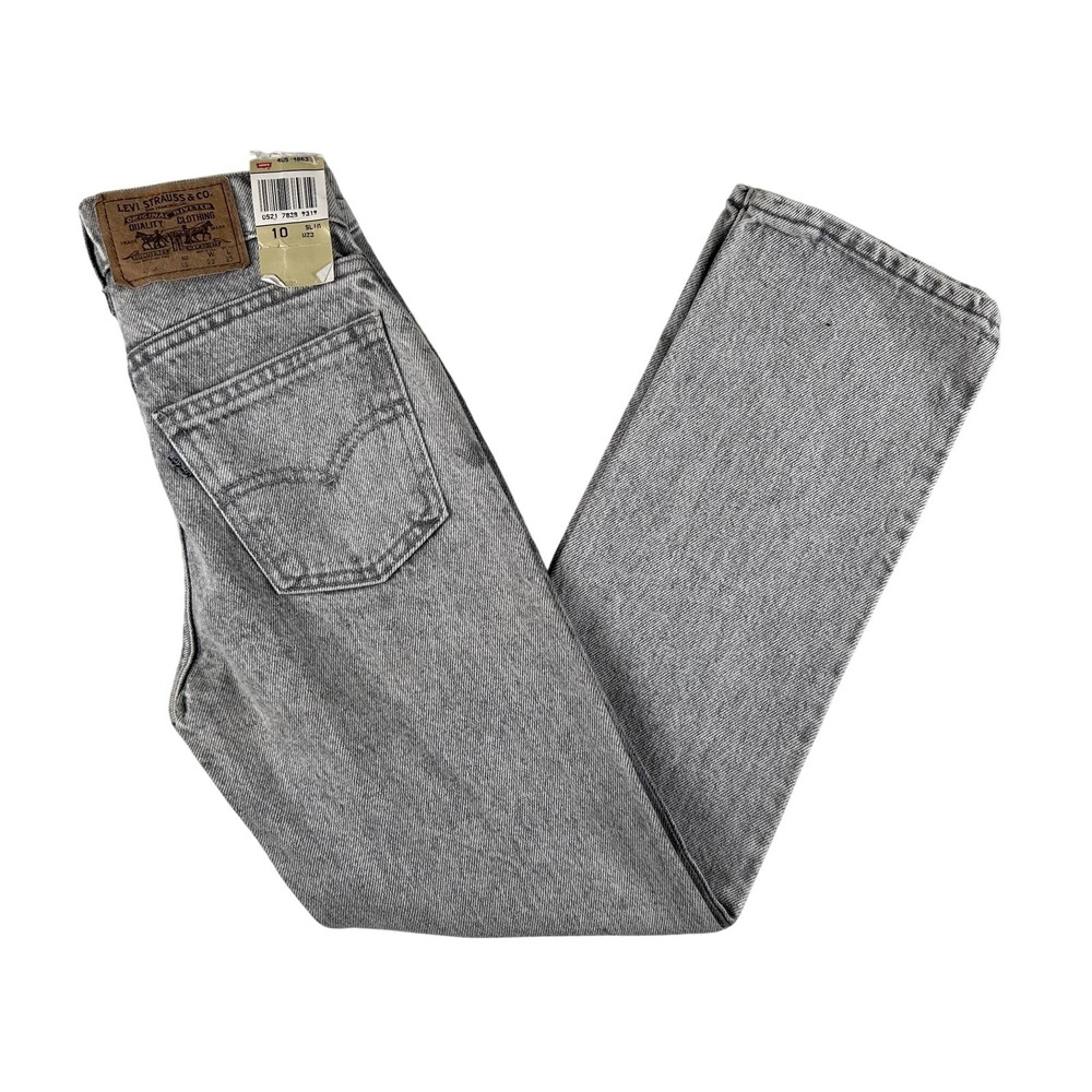 Vintage Levis Jeans Youth Size 10 Gray Wash‎ Slim Straight Denim USA Deadstock